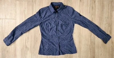 Mammut 纽扣图案印花轻便衬衫女式小号休闲上衣弹力 — 第 1/4 张图片