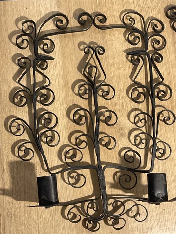 Vintage Spanish Revival GOTHIC Hand Forged Wrought Iron Candle Wall Sconce Cover