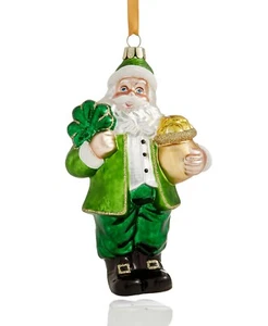 Adorno de Navidad de Papá Noel irlandés de vidrio Macy's Holiday Lane - Imagen 1 de 1