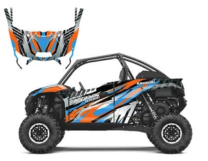2021-24 Kawasaki Teryx KRX 1000 graphics decal kit 24 mil vinyl V3001Orange Blue - Picture 1 of 18