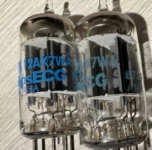 NOS Pair PhilipsECG 7025 12AX7WA ECC83 Long Plates Ring Getter 12AX7 - Picture 1 of 19