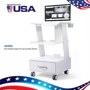 3 Shelf Mobile Dental Trolley Rolling Cart Mouth Sweeping Trolley with Drawer - Picture 1 of 15