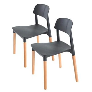 2X Retro Belloch Stackable Dining Cafe Chair BLACK - Picture 1 of 10