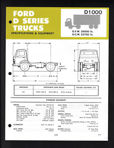 FORD D SERIES TRUCKS D1000 SPECIFICATIONS BROCHURE 01/68