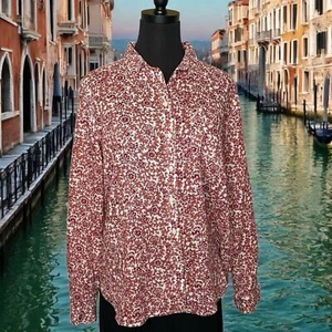 LOFT knackiges Baumwoll Button Down Hemd in weiß mit Sienna Muster, Größe M - Bild 1 von 11