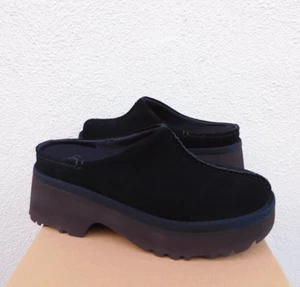 UGG BLACK SUEDE 2" NEW HEIGHTS CLOG PLATFORM SHOES, WOMEN US 9/ EUR 40 ~NIB - Picture 1 of 6