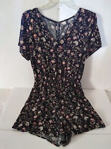 Old Navy Black Floral Short Sleeve Casual Women's Romper Size Large