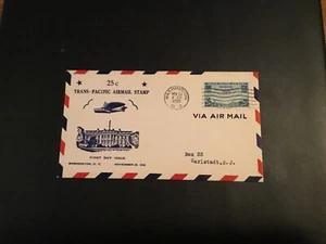 FDC 1935 #C20-3 TRANS- PACIFIC-AIRMAIL STAMP 25 Cent BRONESKY Cachet - Picture 1 of 2