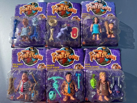 VINTAGE Mattel THE FLINTSTONES 1993 Action Figure - NEW Lot Of 6 NOS VTG Cover