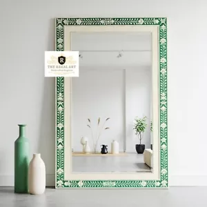 Bone Inlay Wall Mirror, Vintage Mirror Frame, Bone Inlay Mirror Living Room - Picture 1 of 8