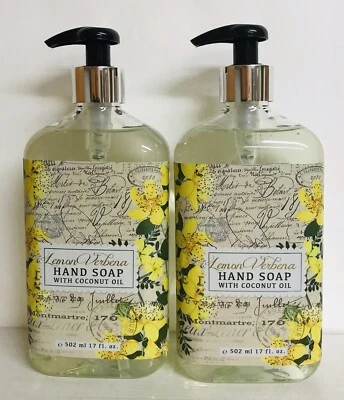 2 Bottles Lemon Verbena Moisturizing Hand Soap with Coconut Oil 17 fl oz Each - Image 1 of 2