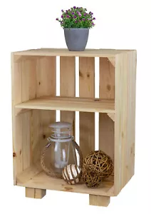 Nachttisch Natur mit Ablagefach Abstelltisch BEistelltisch Holzkiste Regalkiste - Bild 1 von 4
