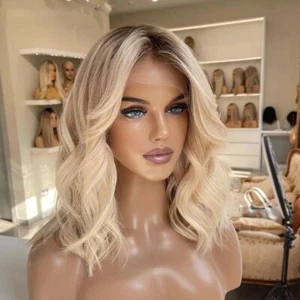 Ombre Blonde Wig 4x4 Lace Front Wigs Body Wave Wig for Women Preplucked Hair - Picture 1 of 10