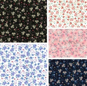 Petite Floral 100% Baumwolle Popeline Rose & Hubble Schwarz Blau Rosa Halber Meter FQ - Bild 1 von 6