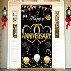 Kauayurk Happy Anniversary Door Banner Backdrop 1 Count (Pack of 1), Black 