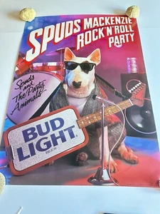 Vtg Spuds MacKenzie Bud Light Guitar Rock & Roll Party 1987 Rolled Poster Beer - Picture 1 of 5