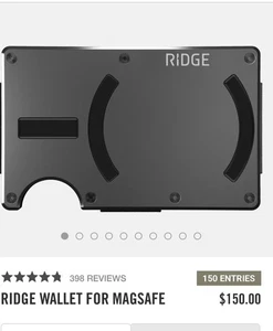 Ridge MagSafe Wallet RFID with Cash Strap Gunmetal. Brand New - Picture 1 of 9