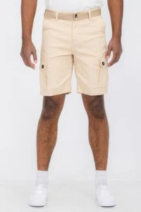 Mens Belted Cargo Shorts With Pockets - Picture 1 of 20