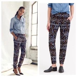 J Crew Turner Hose verstecktes Blumenmuster geometrisches Muster elegante Jogginghose Damen 8 - Bild 1 von 13