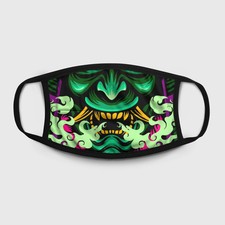 Japanese Demon Fashion Face Mask, Samurai Oni Mask, Reusable, 100% Cotton Inside