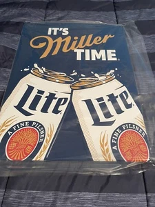 Letrero grapador de metal grande Miller Lite Beer "Its Miller Time" súper precio - Imagen 1 de 6