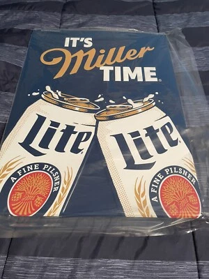 Miller Lite Beer Large Metal Tacker Sign "Its Miller Time" Super Price - Image 1 of 4