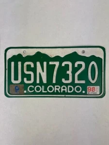 Placa de matrícula Colorado 1992-1999 USN7320 etiqueta 98 - Imagen 1 de 2