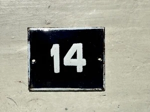 Number 14 Vintage Enamel House Numbers Made in Europe Room Hotel FREE POSTAGE - Picture 1 of 2