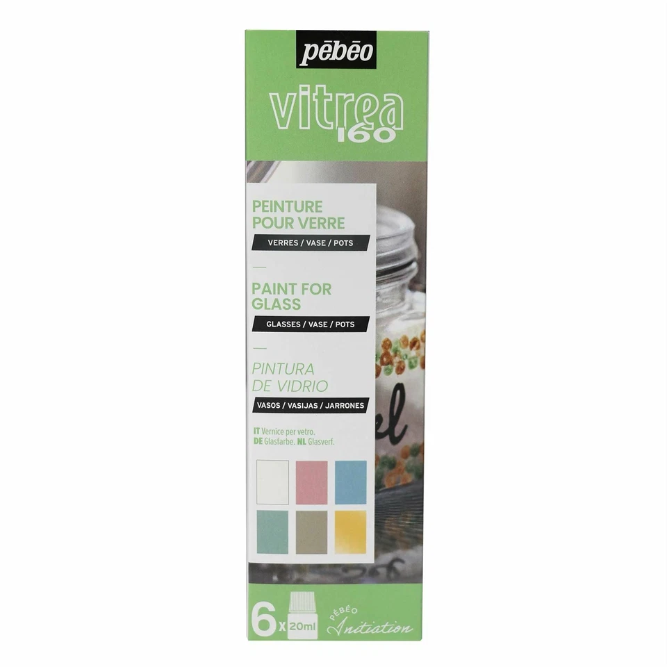 Pebeo Vitrea 160 Glass Paint Pastel Colour Initiation Set 6 X 20ml