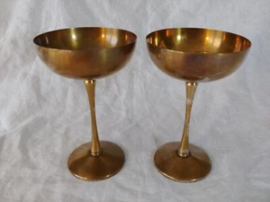Coppia Calici Calice Oro Placcato Argento Leonard Vintage Italia - Foto 1 di 14