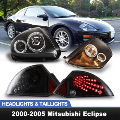 For 2000-2005 Mitsubishi Eclipse Headlights + LED Tail Lights Rear Brake Lamp Foto 1 de 4