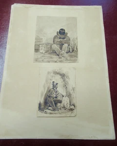 2 DESSINS ORIGINAUX A L'ENCRE "BRIGAND A LA MUSETTE & AU COUTEAU" 1829 - Imagen 1 de 3