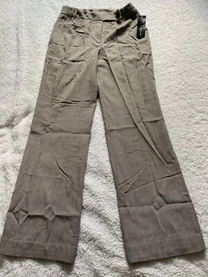 Pantalones forrados Jones New York elásticos para mujer talla 8 gris recto marrón a cuadros (C17) Foto 1 de 4