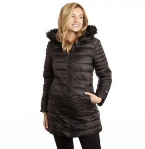 Womens Plus Sz 3X Excelled Faux Fur Hooded Puffer Jacket Coat Black Zipper $150 - Picture 1 of 9