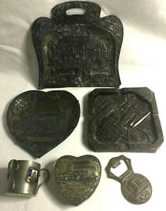 6 Vintage Antique Metal Souvenirs - 1934 Chicago World's Fair, Boston, Italy... - Picture 1 of 12