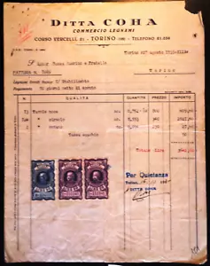 GF0171 - Fattura: Ditta Coha Commercio Legnami - Torino 1935 - Picture 1 of 1