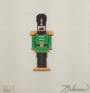 Rebecca Wood Nadelspitze handbemalte Leinwand SOLDATIN grün 507-Z Weihnachten - Bild 1 von 6