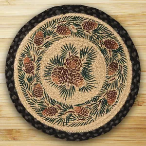SET DI CRAVATTE PER SEDIA IN JUTA STAMPATA A MANO INTRECCIATA PINECONES. SCEGLI LA TUA QUANTITÀ - Foto 1 di 1