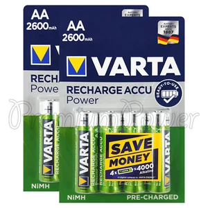 8 x Varta AA 2600mAh batteries Rechargeable Ni-MH 1.2V HR6 Stilo Accu Power High - Picture 1 of 2