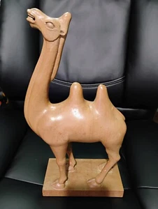 Grande statua cammello in legno intagliato a mano legno massello alto 15” pesante! - Foto 1 di 8
