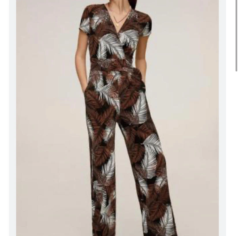 MNG MANGO Mono Marrón Crema Negro Estampado Hojas  Foto 1 de 4