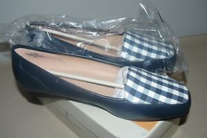 Bandolino Liberty Loafers Flats Blue Gingham Leather Womens Shoes Size 11M NIB