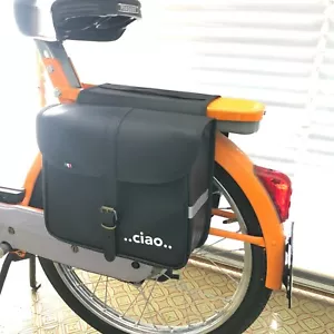 PAAR TASCHEN SEITENTASCHEN VEREINT AUS ÖKO LEDER SCHWARZ SCHWARZ PIAGGIO CIAO NEU - Bild 1 von 5