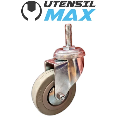 RUOTE IN GOMMA GRIGIA ANTITRACCIA CON SUPPORTO GIREVOLE A PERNO FILETTATO - 1 PZ - Immagine 1 di 2