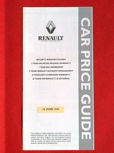 Renault 1995 lista de precios inc Clio R19 Cabrio R5 Laguna Safrane furgonetas espaciales - Imagen 1 de 3