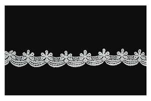 Kiddo 7/8" White Embroidered Flower Scalloped Floral Venise Lace Trim by Yardage - Picture 1 of 2