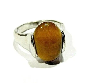 Bijou bague fantaisie alliage argenté œil de tigre taille 50 - Picture 1 of 3
