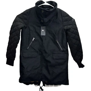 Sorel Conquest Carly Wool Down Coat Black Grey Mid Length Women’s Size Large - Picture 1 of 9