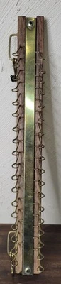 Vintage Wood & Brass Tie Rack Belt Holder Wall Mount Organizer 36 Folding Hooks - Image 1 of 4