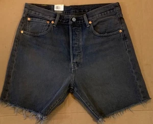 NWT Levis Faded Black Over Blue 501 Button Fly 93 Stretch Red Tab Shorts 34-36 W - Picture 1 of 4